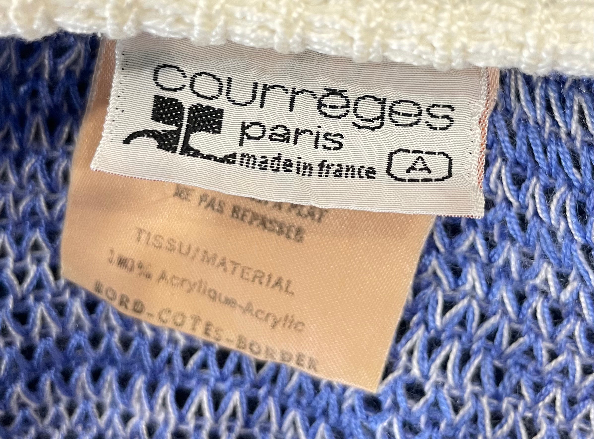 Courrèges Late 1970s/1980s Blue Space Dye Knit Dress, label