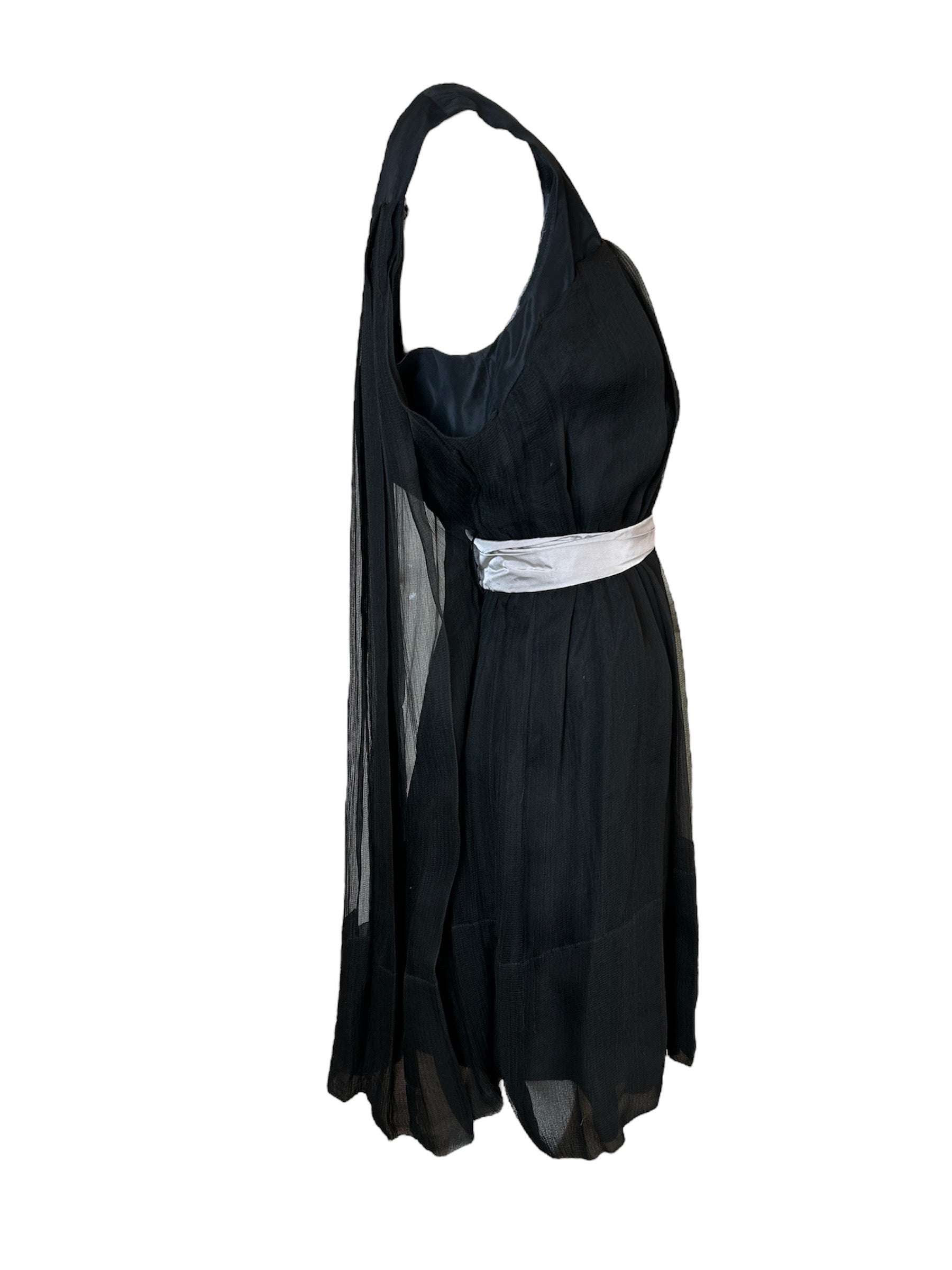 Chloé Silk Chiffon Cocktail Pleated Dress with Sash SIDE PHOTO 4 OF 7