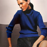 Issey Miyake F/W 1999 Cobalt Blue Pleated Funnel Neck Blouse, ad