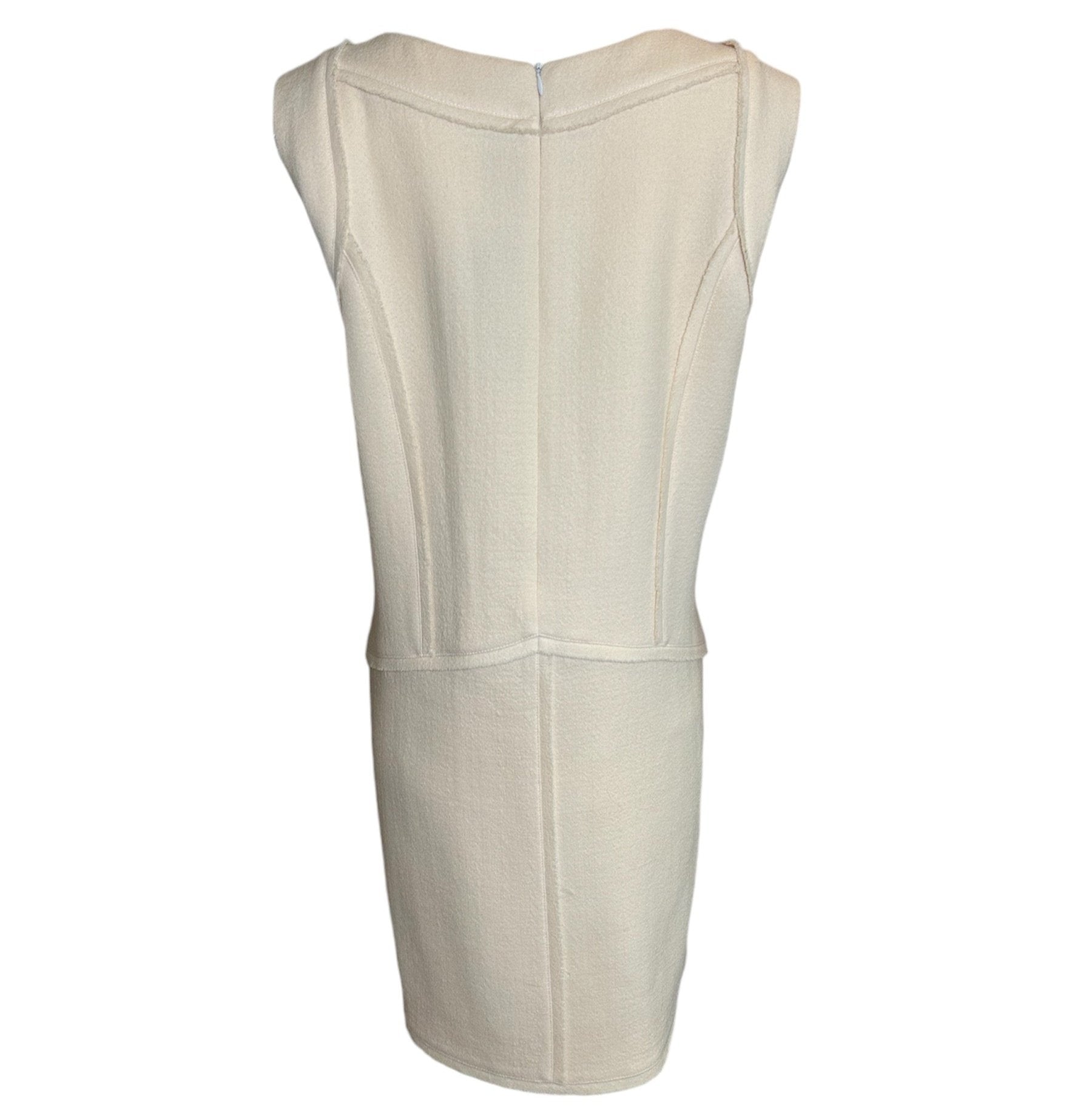 Fendi Eggshell Structured Reverse-Seam Shift Dress, back