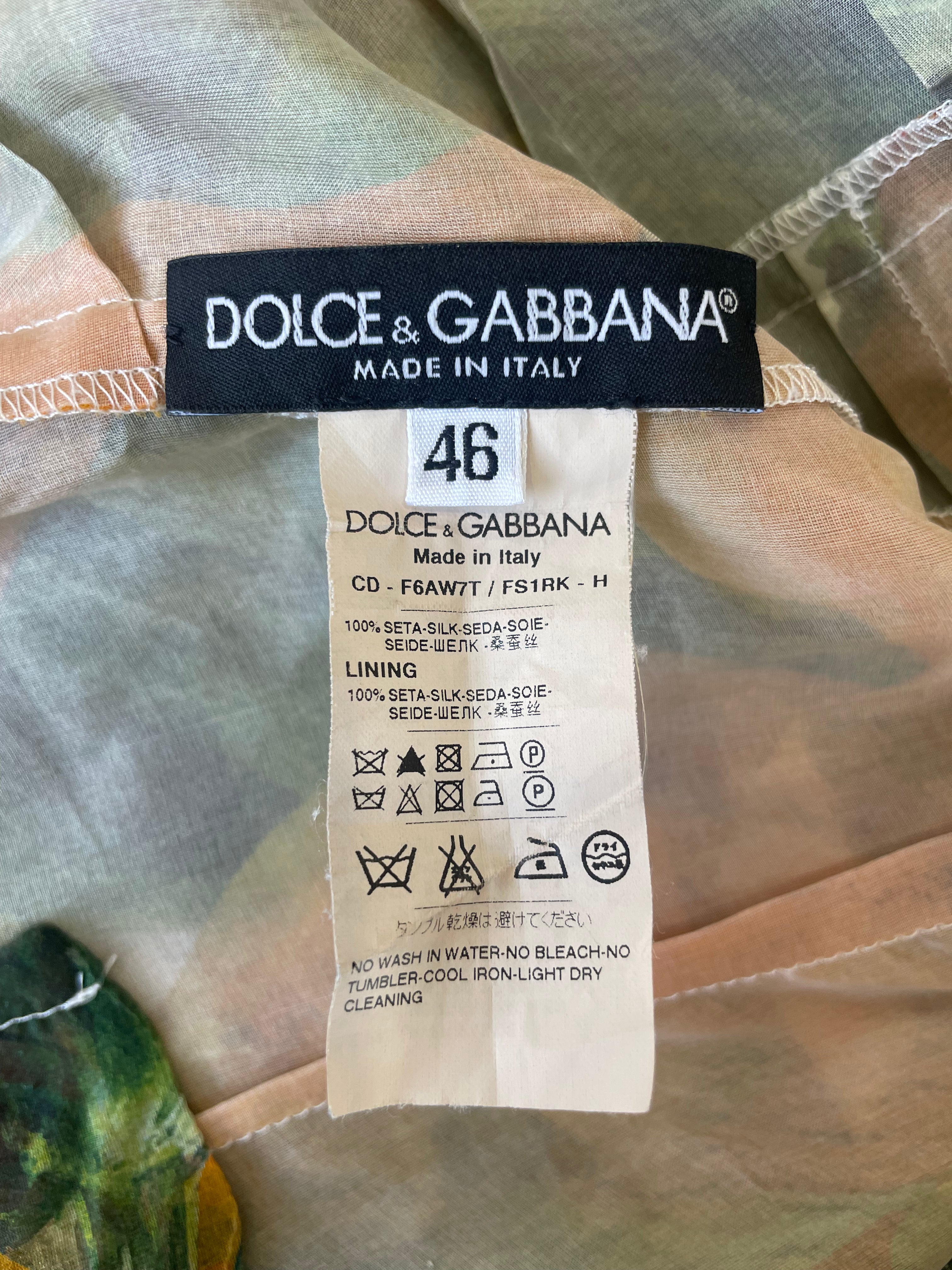 Dolce & Gabbana Spring 2012 Zucchini Blossom Printed Silk Chiffon Dress LABEL 7/11