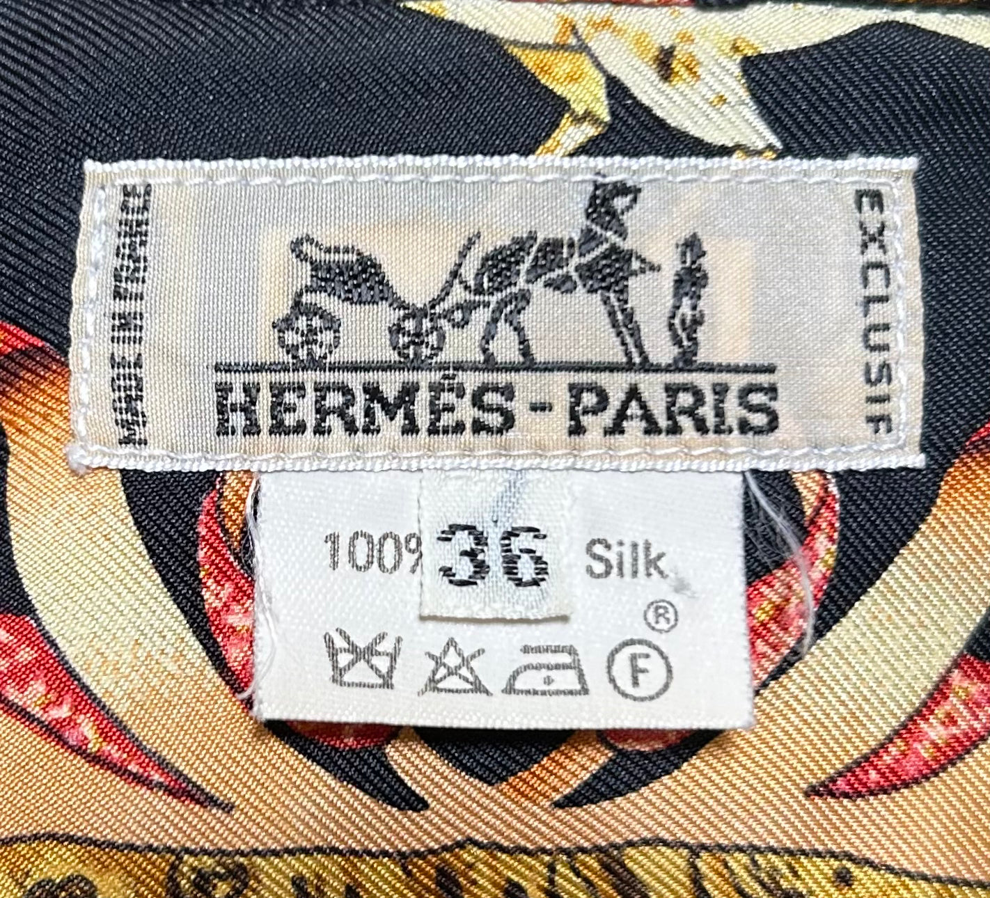 Hermes 1980s Pierres d'Orient et d'Occident Silk Button-Up Blouse LABEL PHOTO 9 OF 9