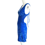 Roberto Cavalli 2010's Royal Blue Sequin Silk Mini Dress, side 3
