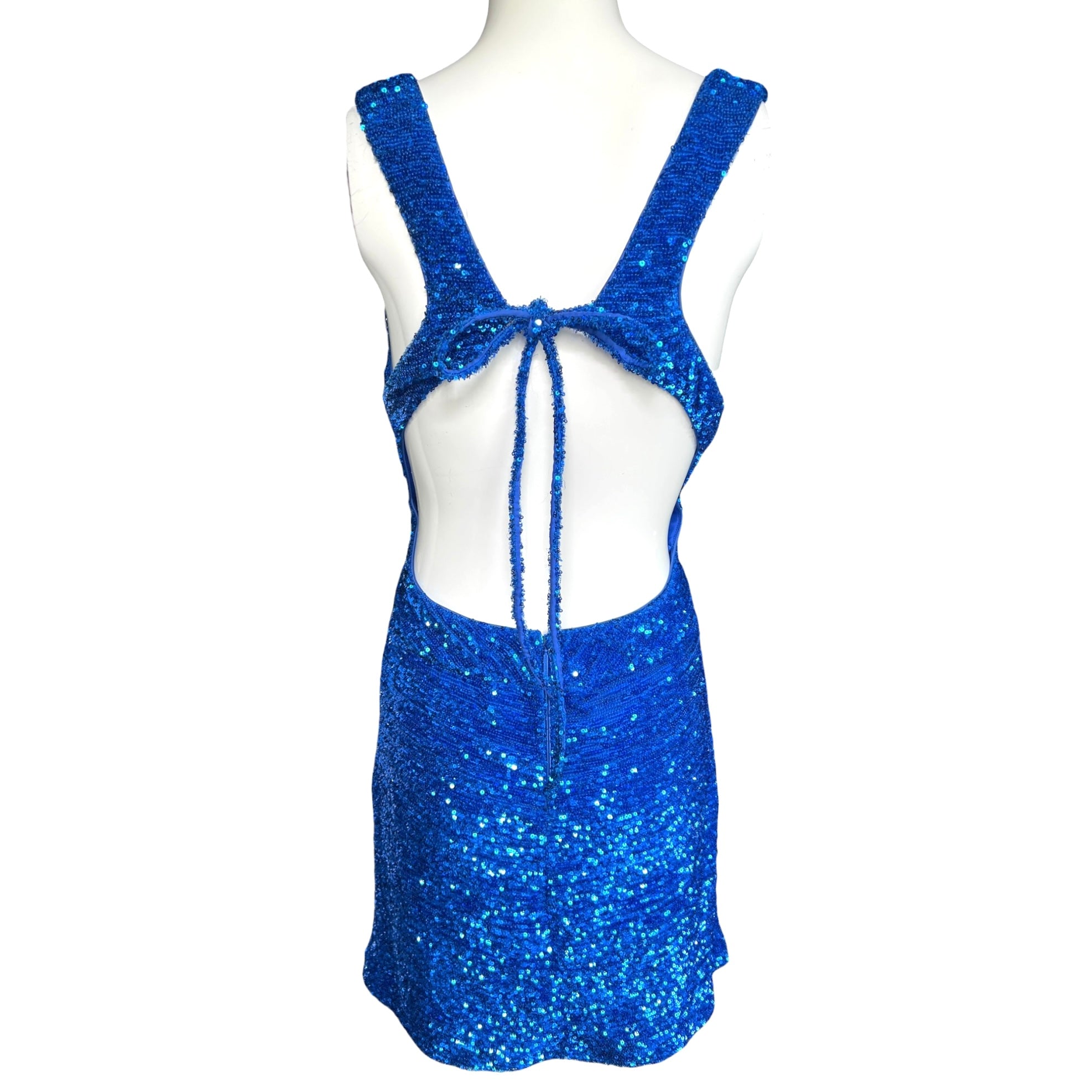 Roberto Cavalli 2010's Royal Blue Sequin Silk Mini Dress, back