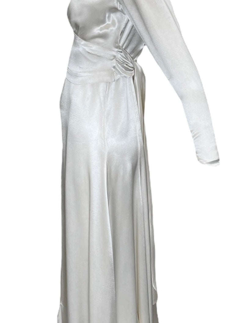  1930s Ivory Slipper Satin Bias Cut Bridal Ensemble SIDE 2 of 9