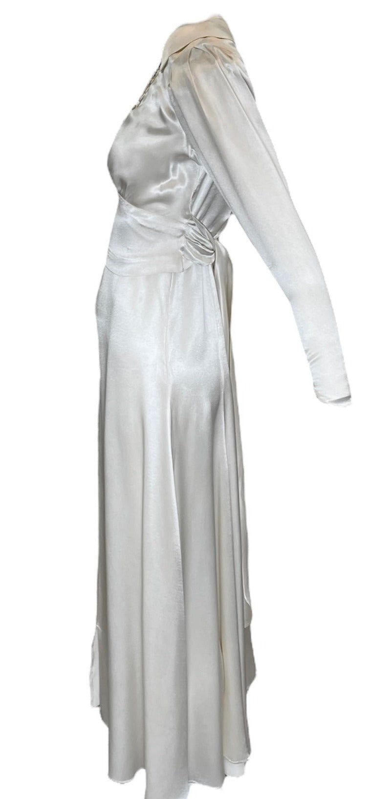  1930s Ivory Slipper Satin Bias Cut Bridal Ensemble SIDE 2 of 9