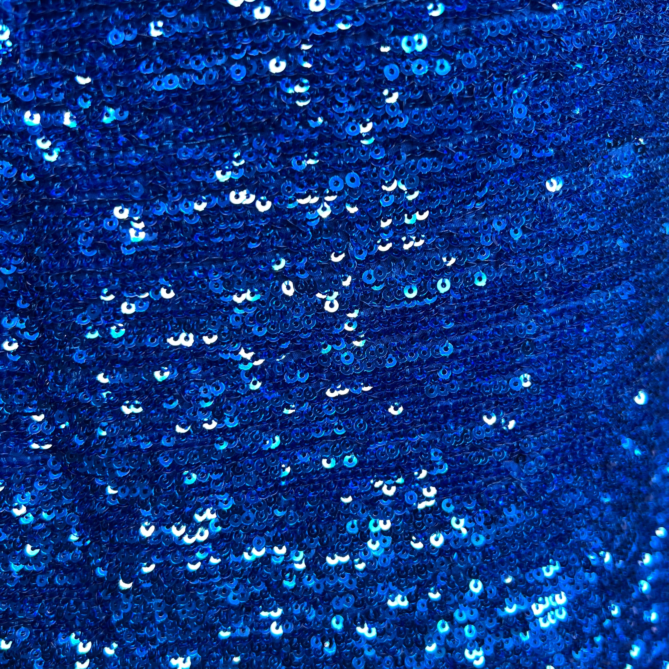 Roberto Cavalli 2010's Royal Blue Sequin Silk Mini Dress, close up