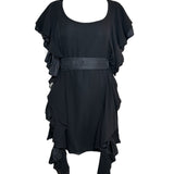  Robert Normand Avant-Garde Ruffle Black Dress w/ Belt FRONT PHOTO 1 OF 7