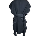  Robert Normand Avant-Garde Ruffle Black Dress w/ Belt BACK PHOTO 3 OF 7