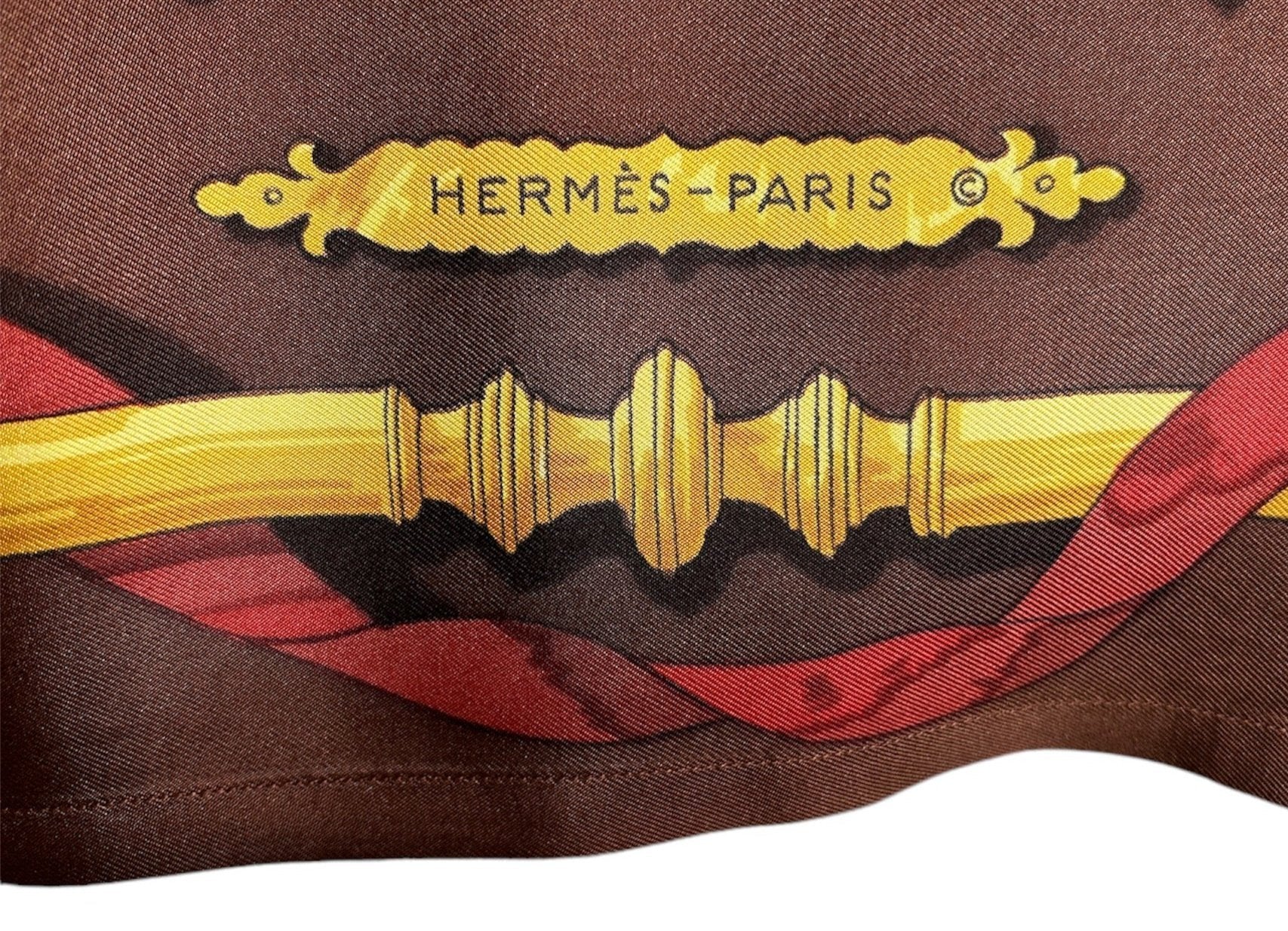 Hermes Golden Trinket and Red Ribbon Print Blouse w/ Tie HERMES LOGO 4 OF 8