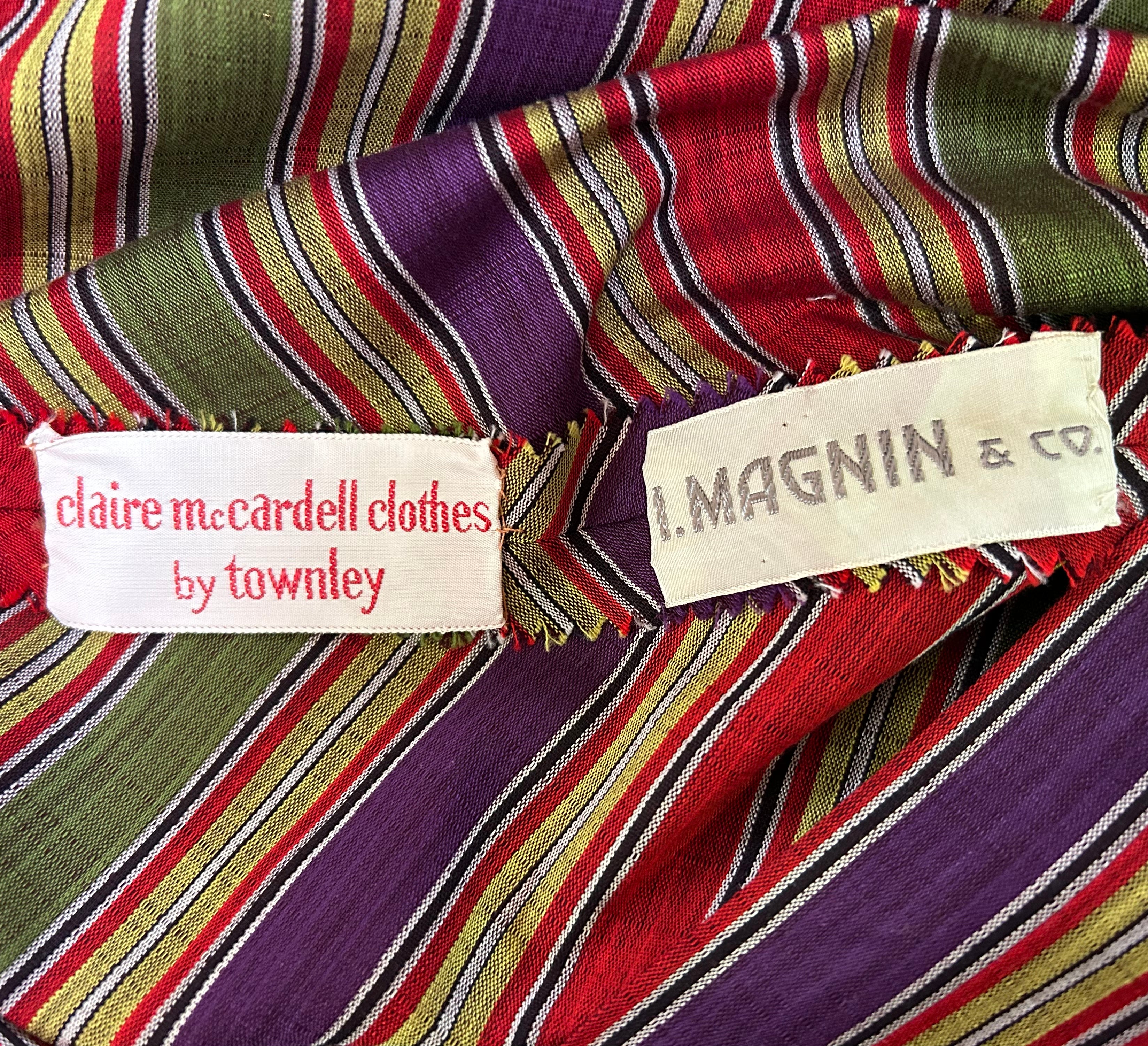 Claire McCardell 1940s Chevron Point Dress with Belt and Pockets LABEL PHOTO 6 OF 7