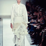 Comme des Garçons S/S 2002 Cream and White Layered Ruffled Buckle Wrap Skirt, runway