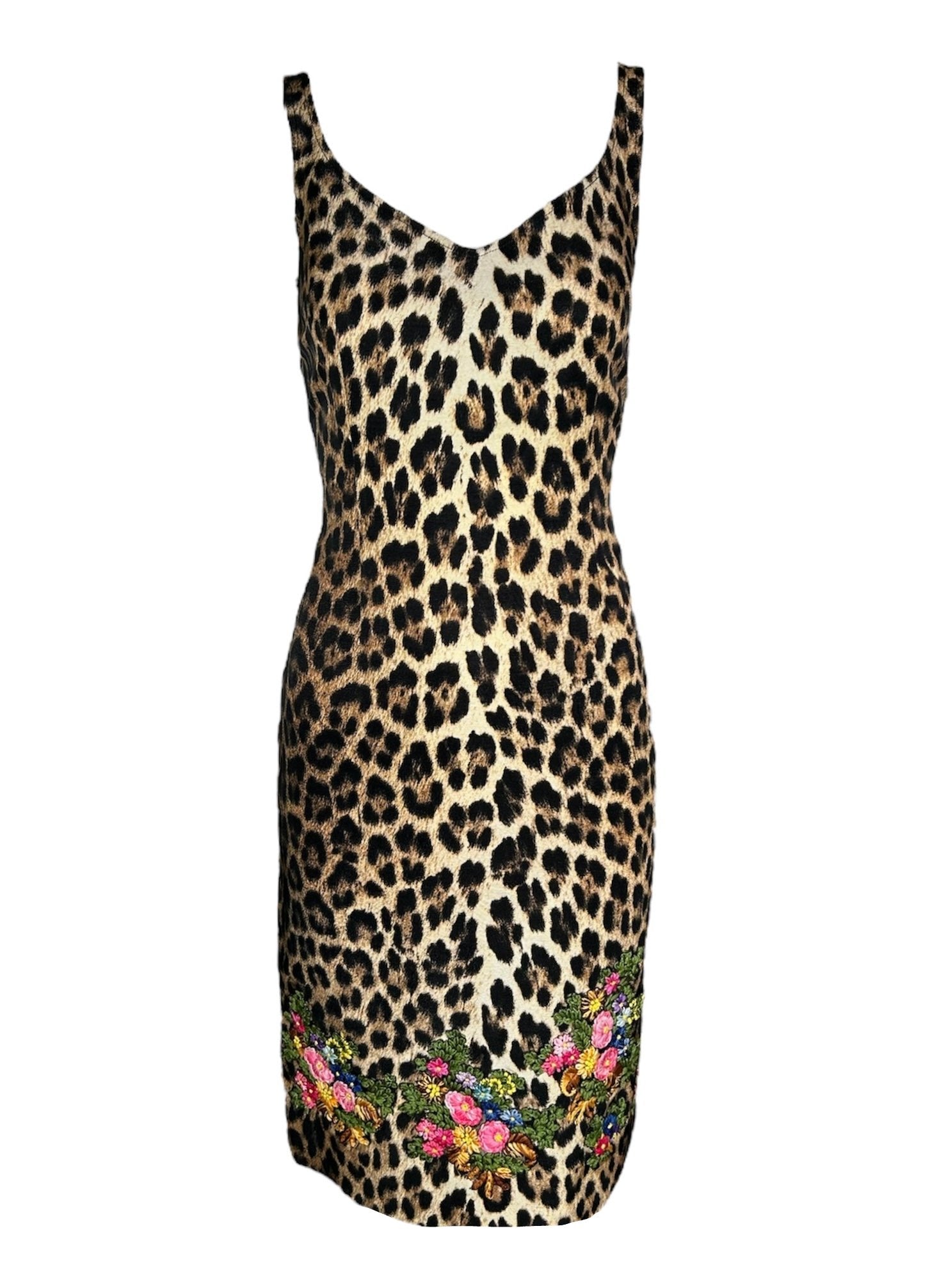 Moschino Cheap & Chic Leopard Print Dress with Embroidered Florals FRONT PHOTO 1 OF 7