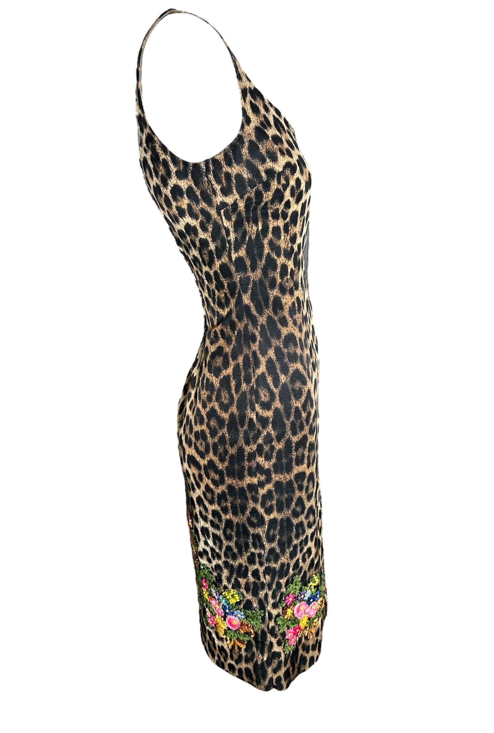 Moschino Cheap & Chic Leopard Print Dress with Embroidered Florals SIDE PHOTO 4 OF 7