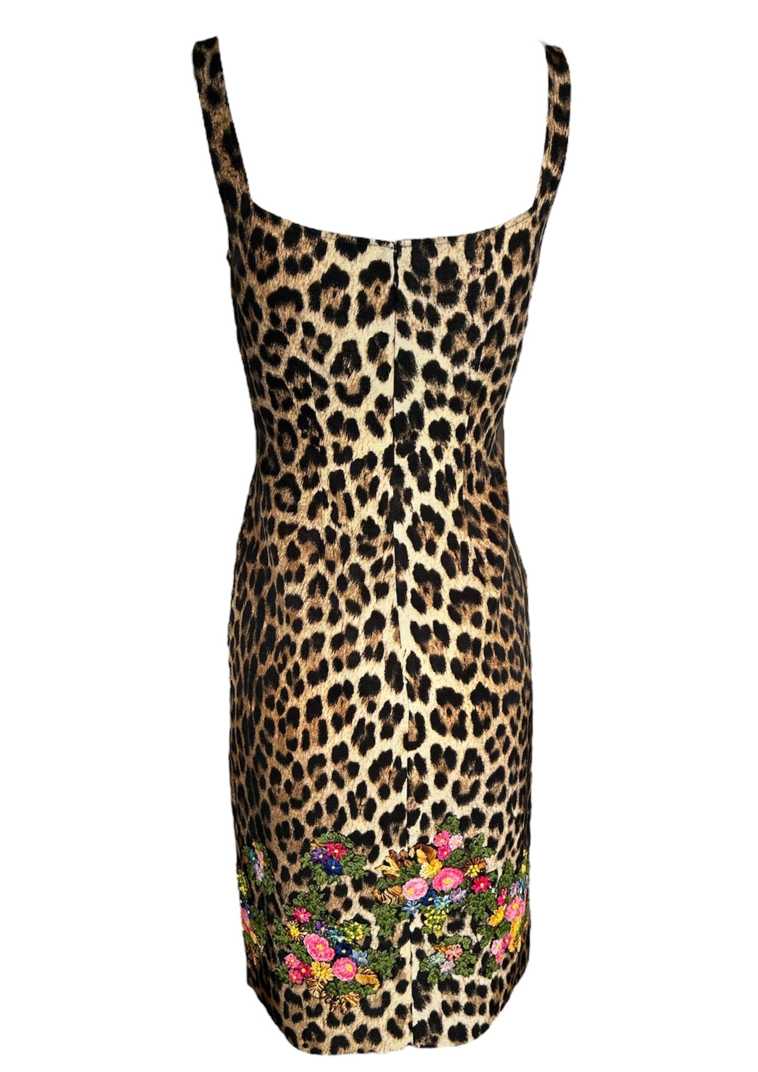 Moschino Cheap & Chic Leopard Print Dress with Embroidered Florals BACK PHOTO 3 OF 7