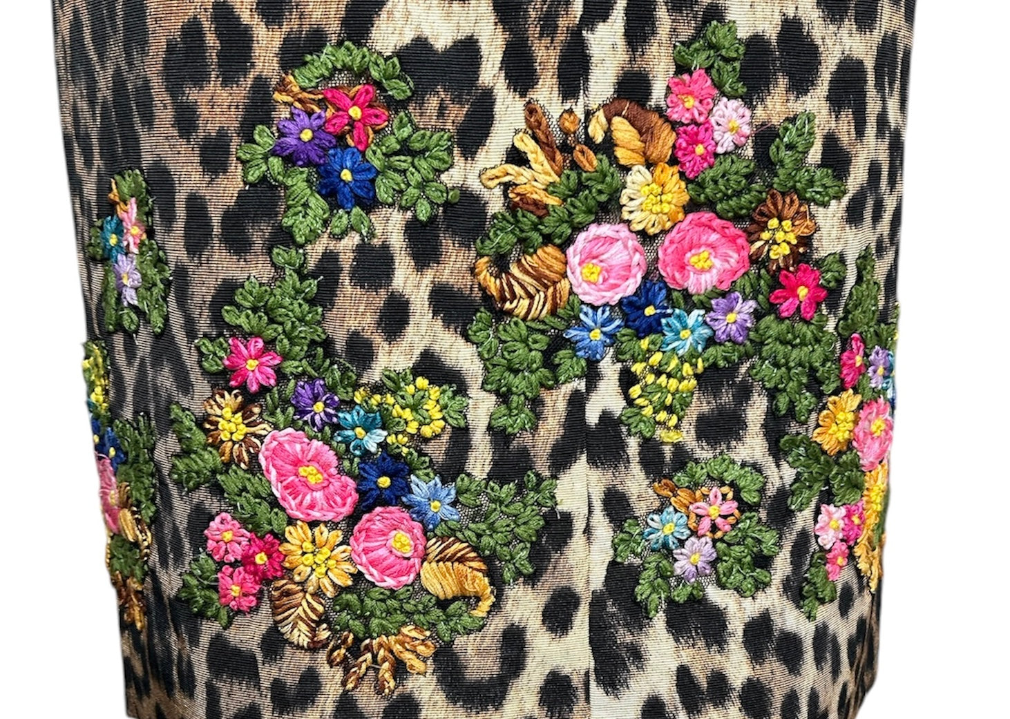 Moschino Cheap & Chic Leopard Print Dress with Embroidered Florals DETAIL PHOTO 2 OF 7