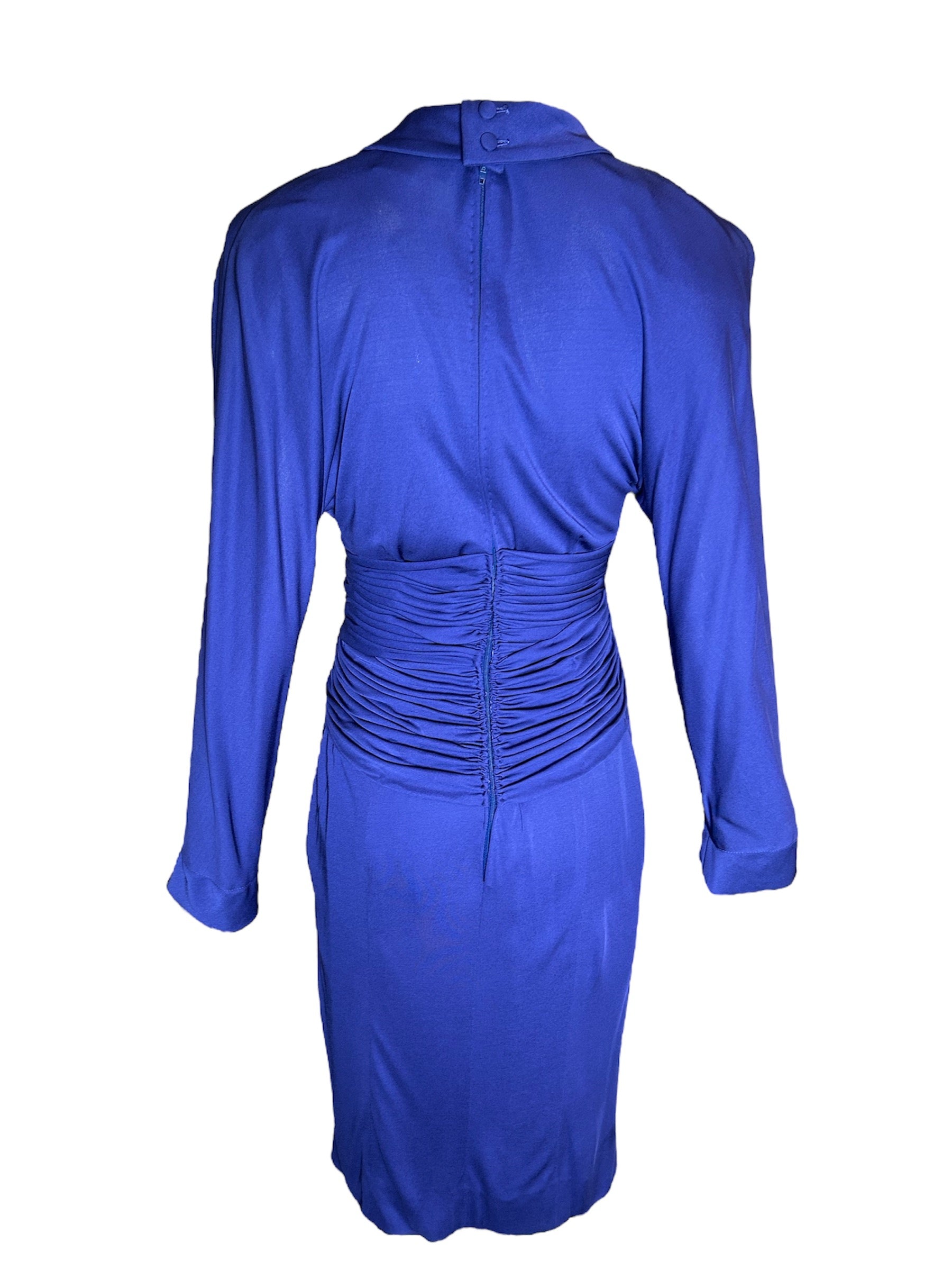 Karl Lagerfeld Cobalt Blue Crepe Jersey Dress BACK PHOTO 3 OF 5