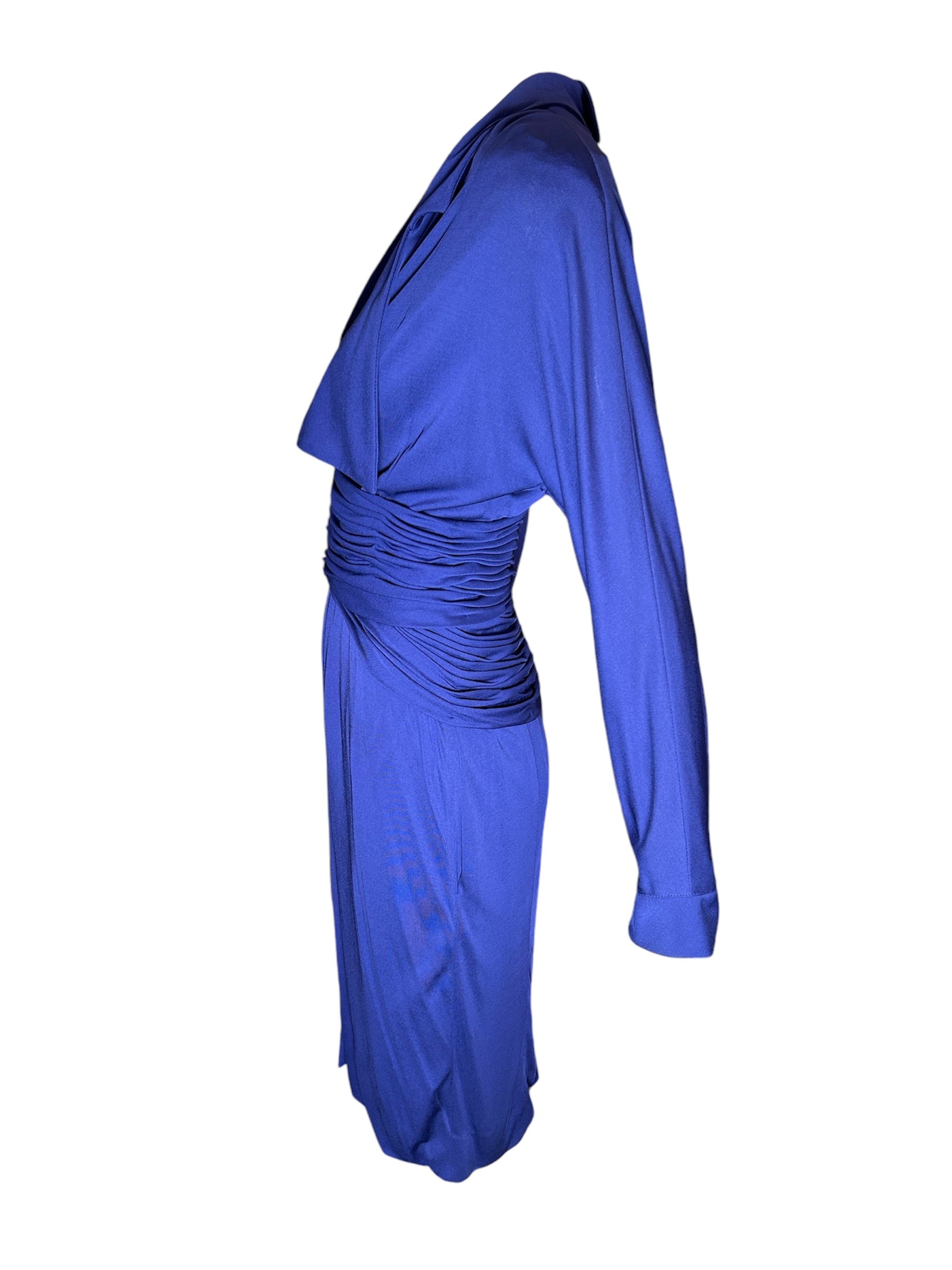 Karl Lagerfeld Cobalt Blue Crepe Jersey Dress SIDE PHOTO 4 OF 5