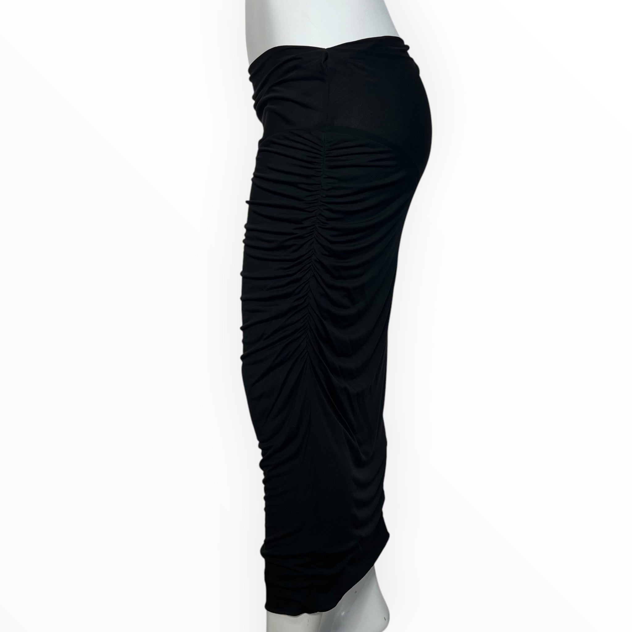 Gucci by Tom Ford F/W 2001 Black Jersey Ruched Skirt, side