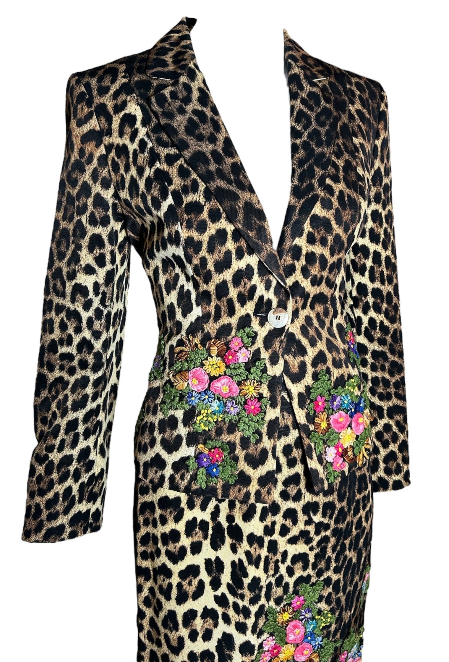 Moschino Cheap & Chic 90s Leopard Print Suit with Embroidered Florals PROFILE PHOTO 2 OF 8