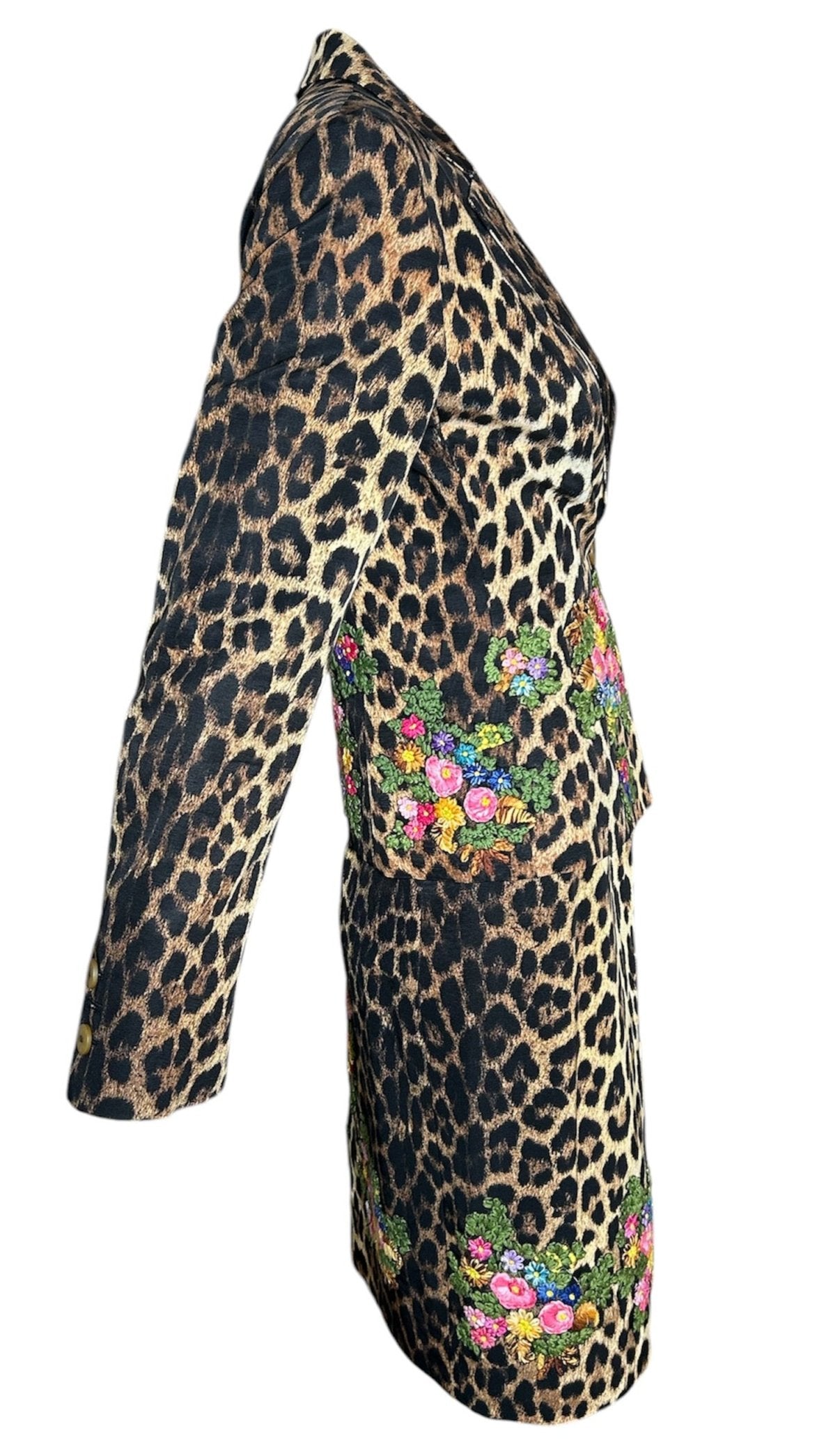 Moschino Cheap & Chic 90s Leopard Print Suit with Embroidered Florals SIDE PHOTO 4 OF 8