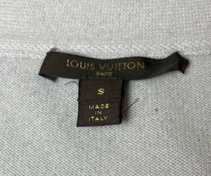  Louis Vuitton 2000s Dove Grey Cashmere Cardigan Sweater with Self Belt LABEL 4 of 4