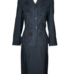 Moschino Couture 3D Embroidered Roses Black Suit Ensemble FRONT PHOTO 1 OF 8