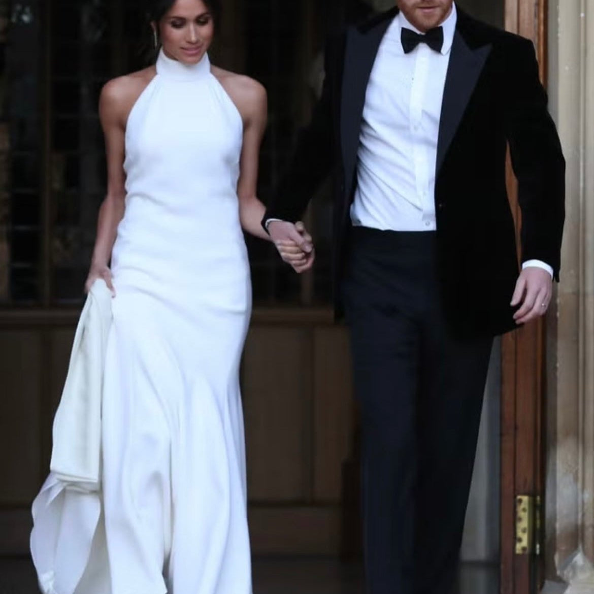 Stella McCartney Black "Magnolia" Neck Halter Maxi Gown MEGHAN MARKLE EXACT GOWN IN WHITE PHOTO 2 OF 9