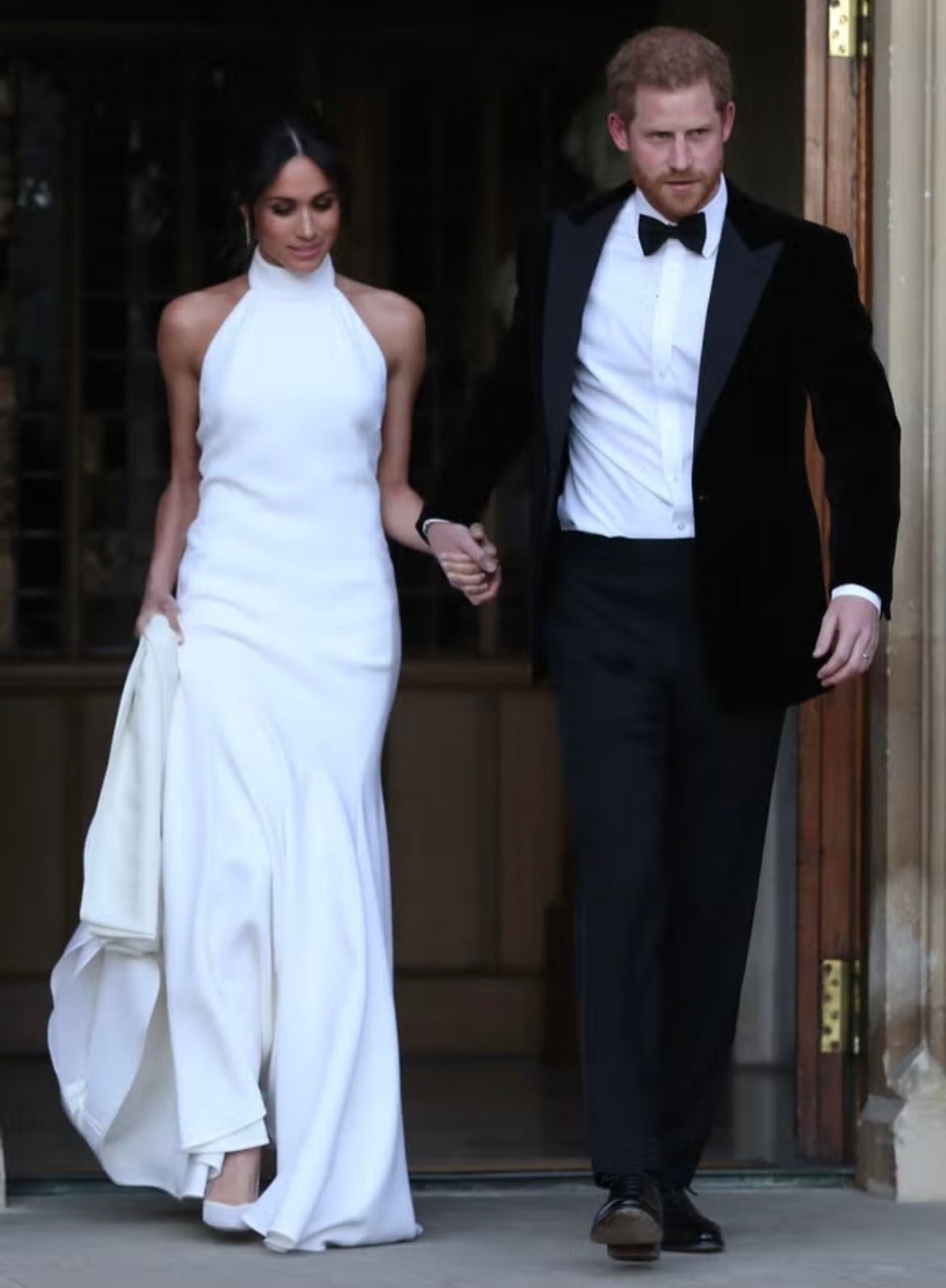 Stella McCartney Black "Magnolia" Neck Halter Maxi Gown MEGHAN MARKLE EXACT GOWN IN WHITE PHOTO 2 OF 9