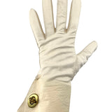 Bonnie Cashin 60s Cream Leather Gloves with Brass Turn-Lock Hardware, NWT LEFT HAND 1/13