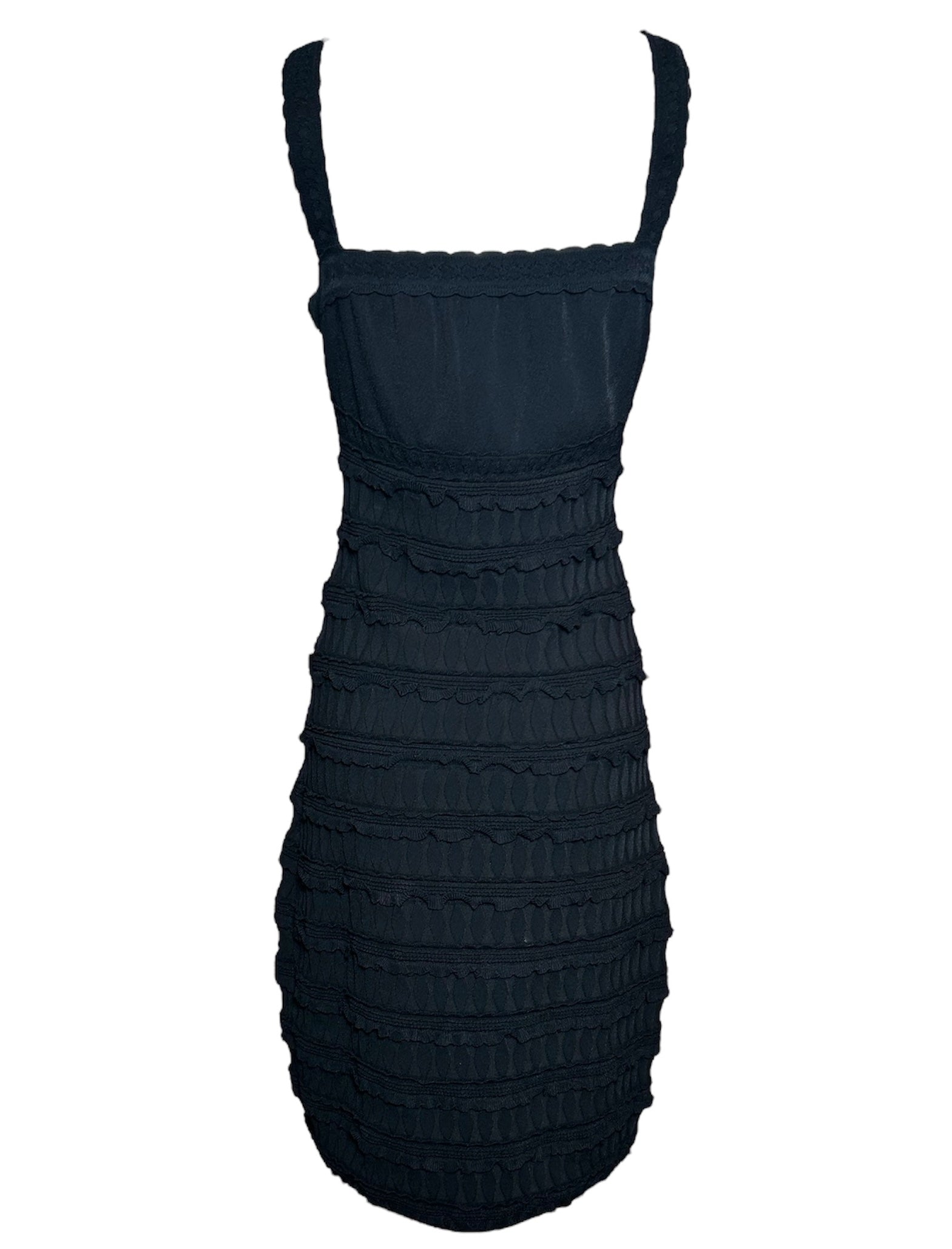 Alaïa Black Tiered Ruffle Dress with Scallop Hem BACK PHOTO 2 OF 6