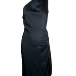 YSL Rive Gauche 1998 Black One Shoulder Ruched Hip Cocktail Dress FRONT PHOTO 1 OF 6