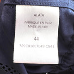 Alaïa Navy Blue Poplin Chevron Eyelet Shirt Dress, tag