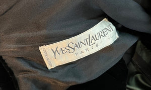 Yves Saint Laurent Couture 80s Black Velvet and Green Satin Gown LABEL 4 of 4