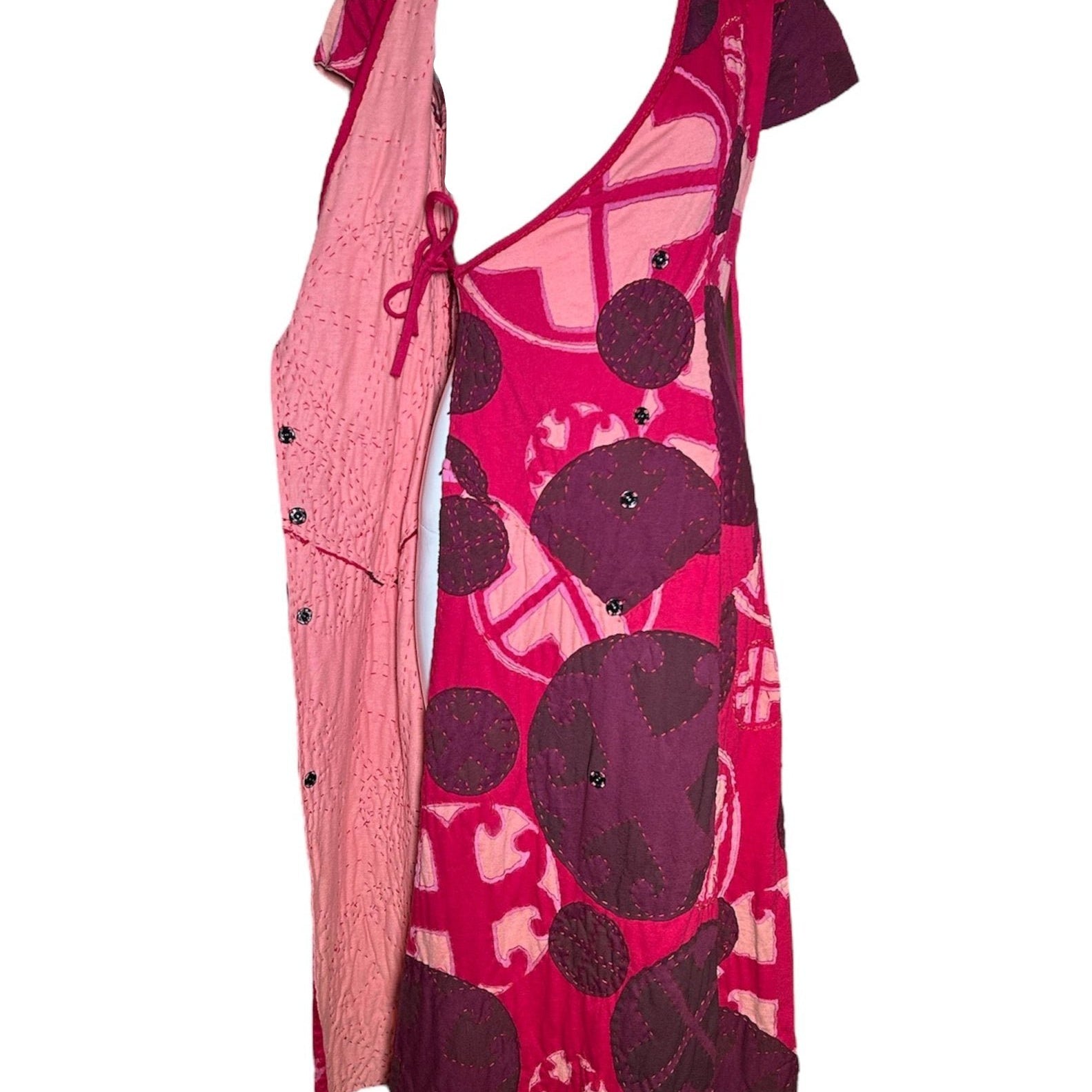 Project Alabama Magenta Patchwork Geometric Design Wrap Dress INNER WRAP PHOTO 2 OF 7