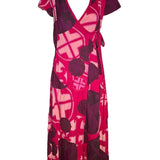 Project Alabama Magenta Patchwork Geometric Design Wrap Dress FRONT PHOTO 1 OF 7