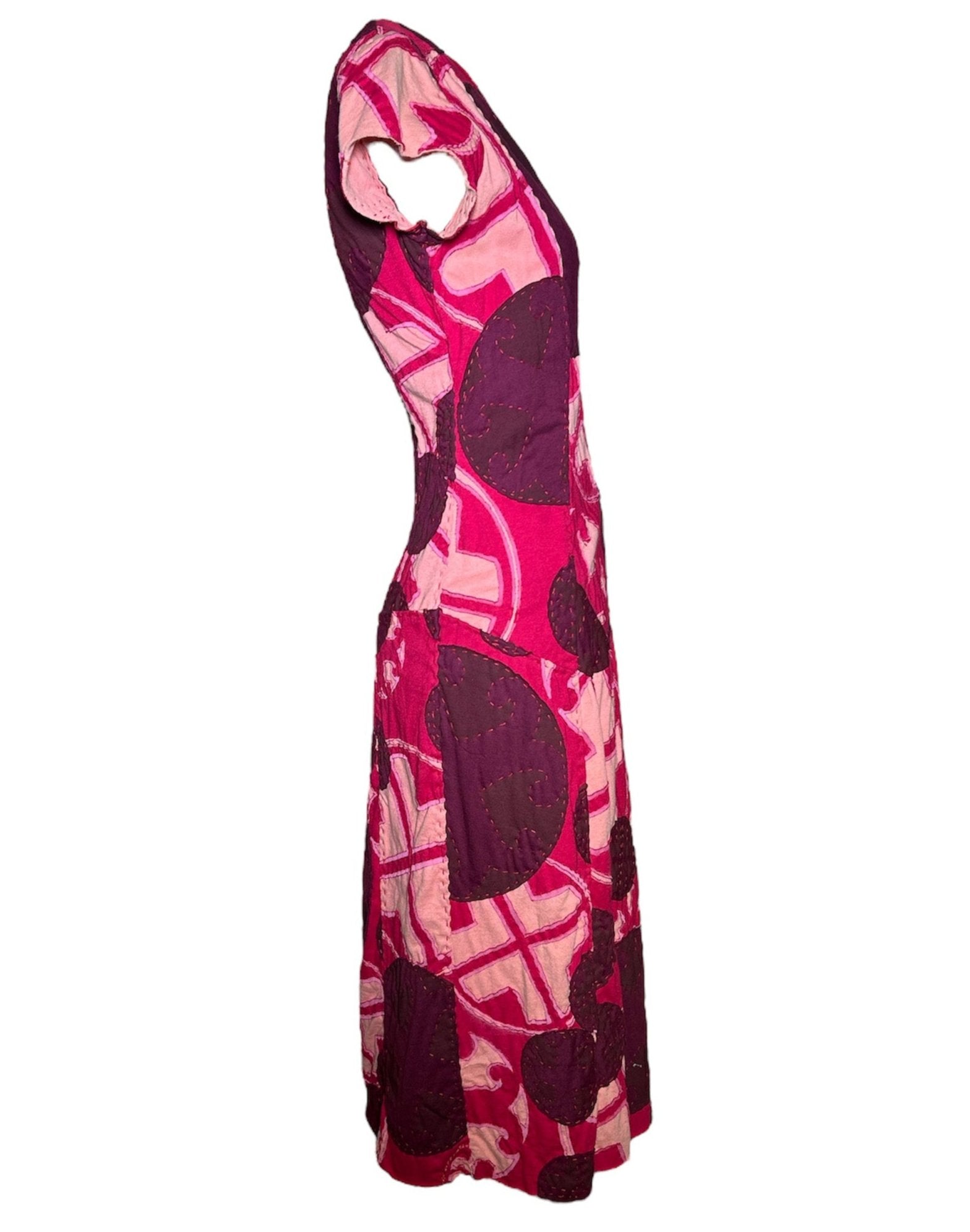 Project Alabama Magenta Patchwork Geometric Design Wrap Dress SIDE PHOTO 4 OF 7