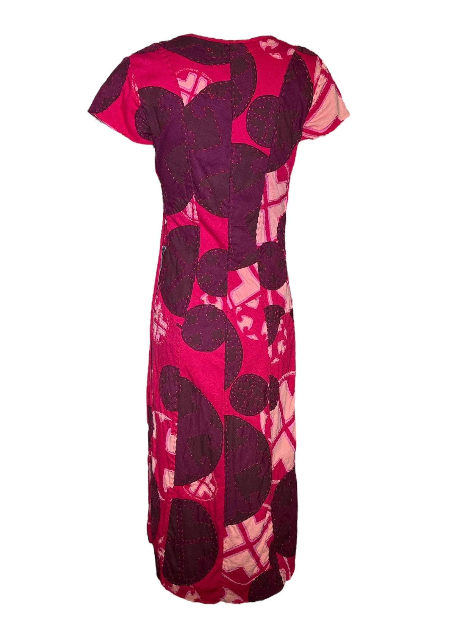 Project Alabama Magenta Patchwork Geometric Design Wrap Dress BACK PHOTO 3 OF 7
