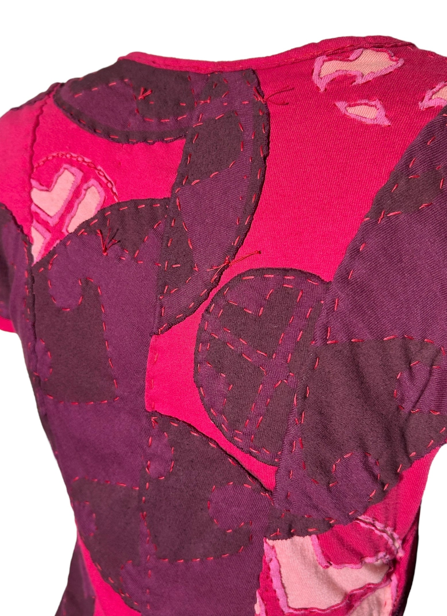 Project Alabama Magenta Patchwork Geometric Design Wrap Dress RAW STITCH PHOTO BACK 6 OF 7