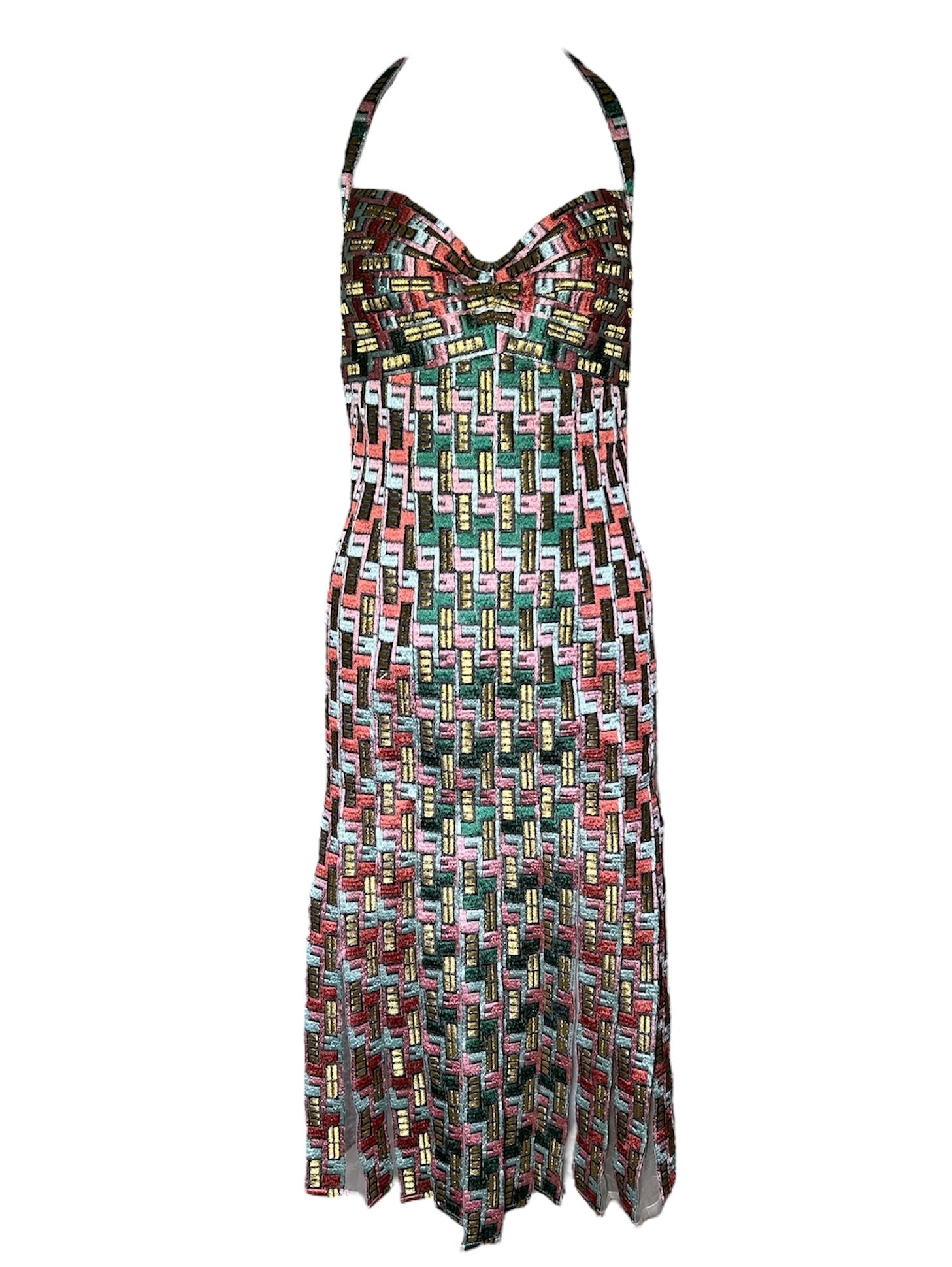 Zac Posen Spring 2006 "Pompeii" Multicolor Halter Dress FRONT PHOTO 1 OF 9