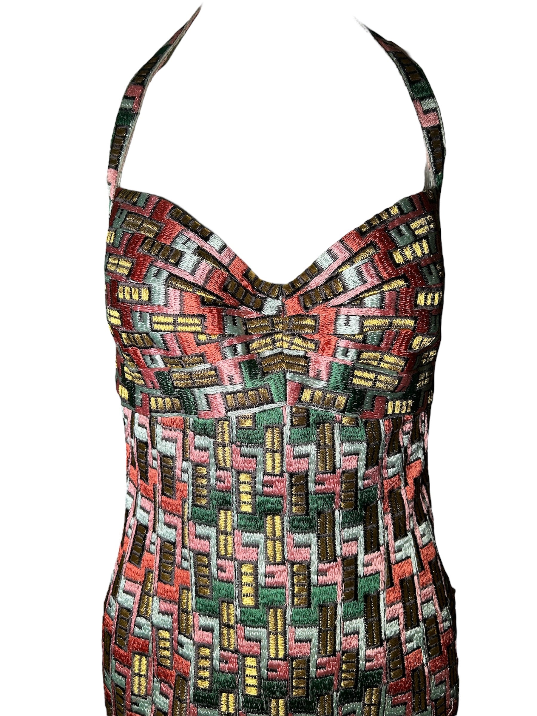 Zac Posen Spring 2006 "Pompeii" Multicolor Halter Dress FRONT PHOTO HALTER 3 OF 9