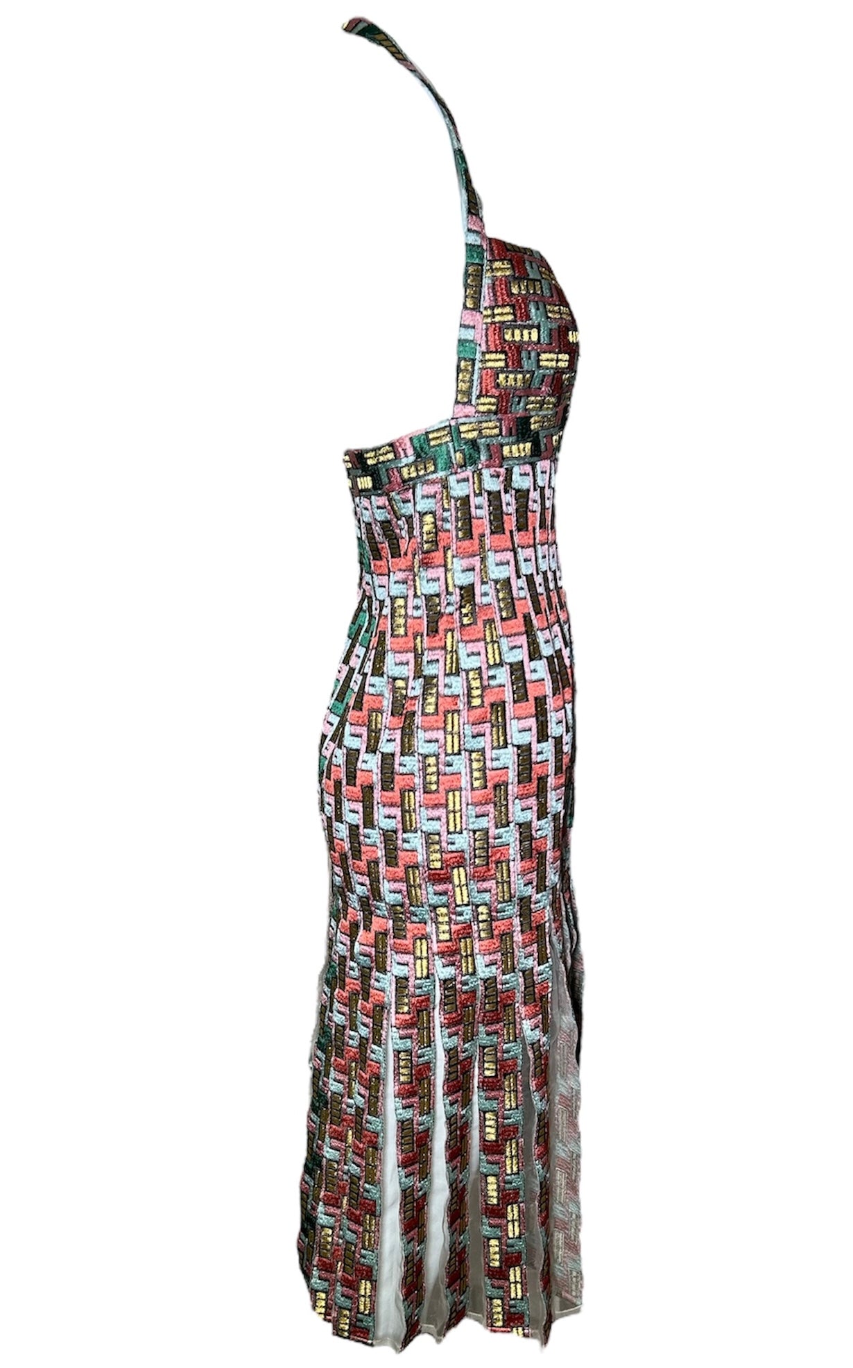 Zac Posen Spring 2006 "Pompeii" Multicolor Halter Dress SIDE PHOTO 5 OF 9