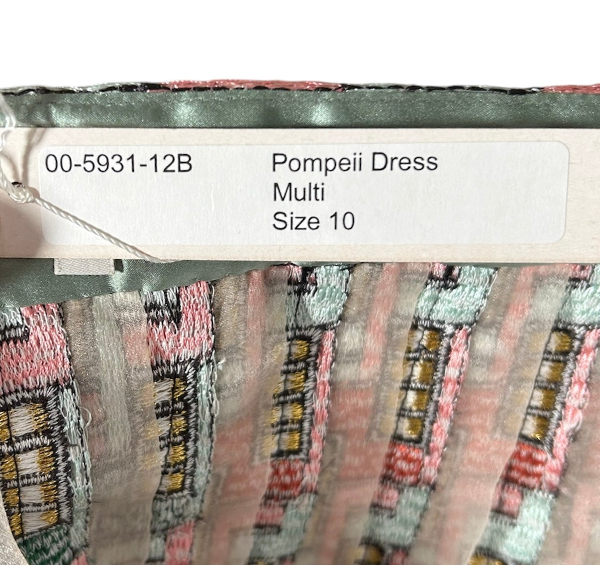 Zac Posen Spring 2006 "Pompeii" Multicolor Halter Dress PRODUCTION TAG PHOTO 9 OF 9