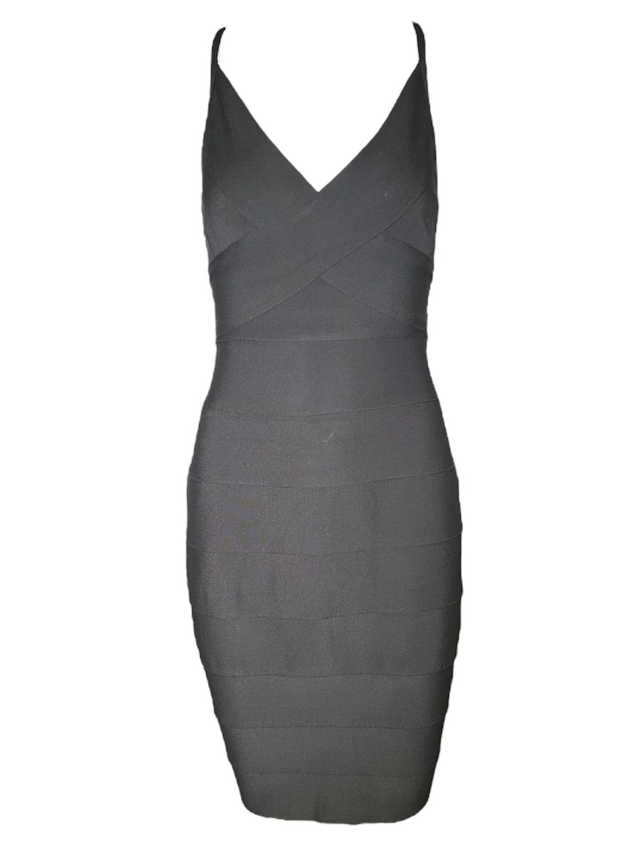  Herve Leger Couture Iconic 90s Bandage Dress in Dark Taupe FRONT PHOTO 1 OF 5