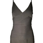  Herve Leger Couture Iconic 90s Bandage Dress in Dark Taupe FRONT DETAIL PHOTO 2 OF 5