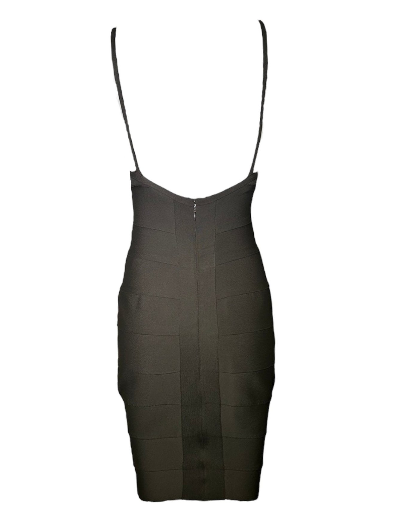  Herve Leger Couture Iconic 90s Bandage Dress in Dark Taupe BACK PHOTO 3 OF 5