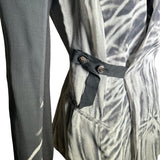 Rick Owens Silk Graphic Blouse w/ Button Belt SIDE BELT PHOTO 2 OF 7