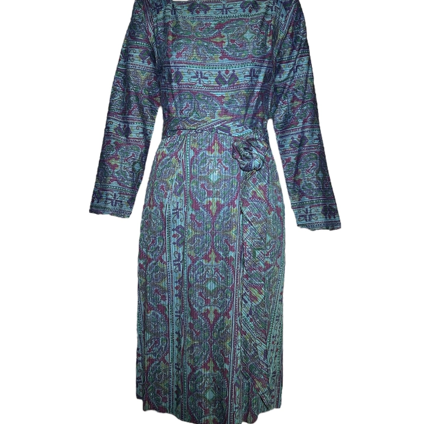 Claire McCardell 1950s Sea Green Tapestry Dress w/ Belt FRONT PHOTO 1 OF 6