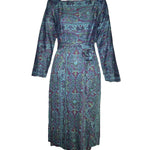 Claire McCardell 1950s Sea Green Tapestry Dress w/ Belt FRONT PHOTO 1 OF 6