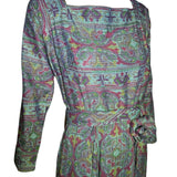 Claire McCardell 1950s Sea Green Tapestry Dress w/ Belt DETAIL PHOTO 4 OF 6